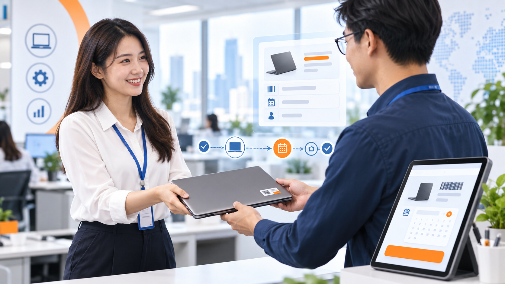 ภาพประกอบการยืมและคืนสินทรัพย์ผ่านระบบ Asset Management